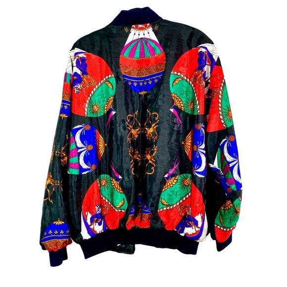 Vintage Kocal Rococo Scarf Print Zip up Jacket - Picture 3 of 5